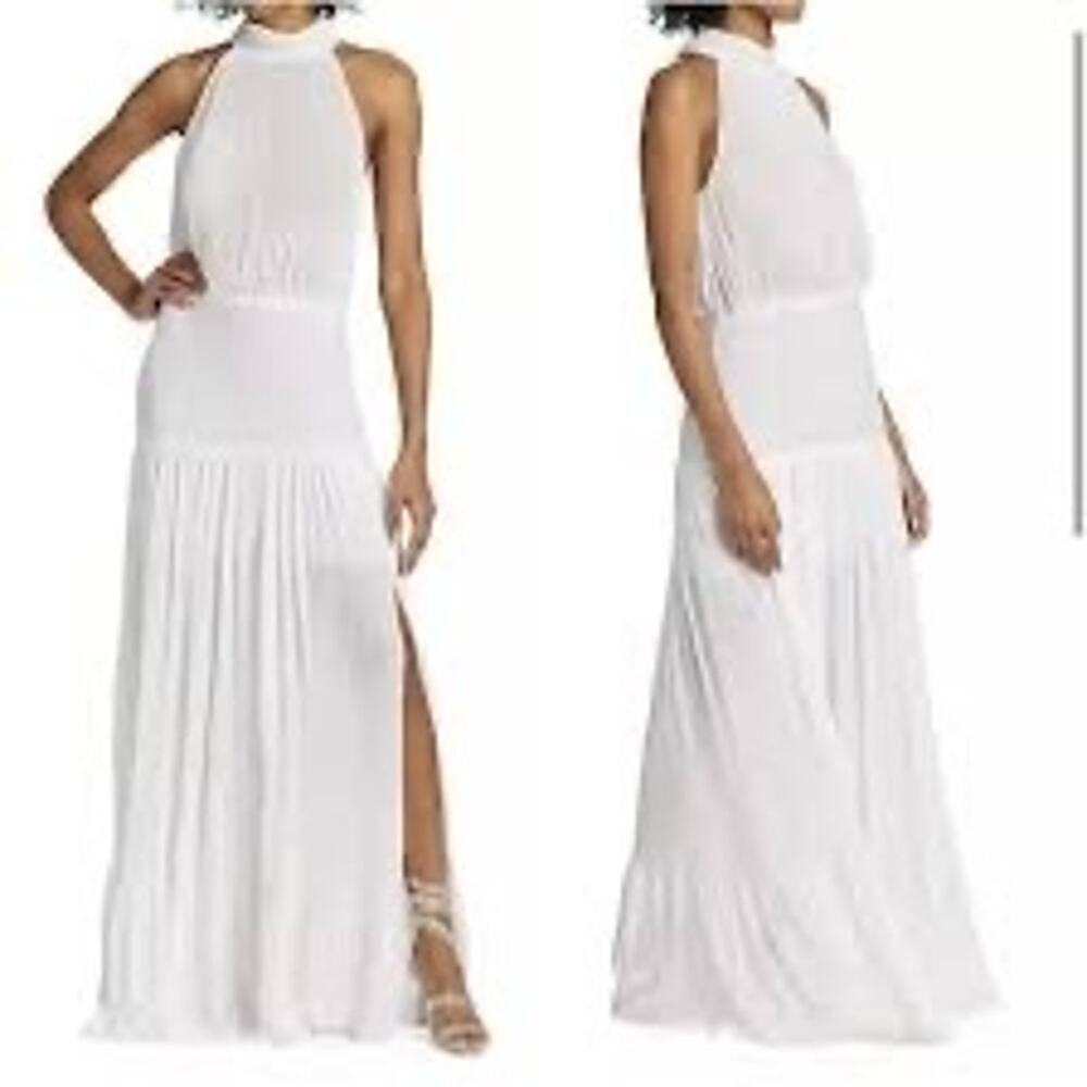 New Veronica Beard Lilliana Plisse Pleated Halter Wite Maxi‎ Dress Bridal Sz 4